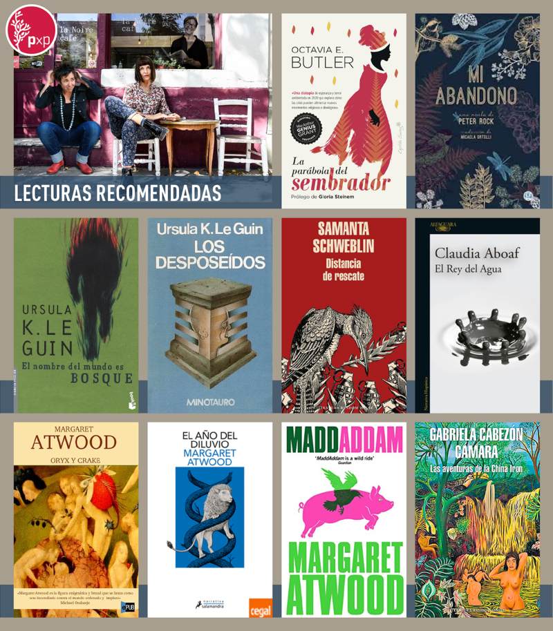 Tapas de libros que tocan la crisis climática.