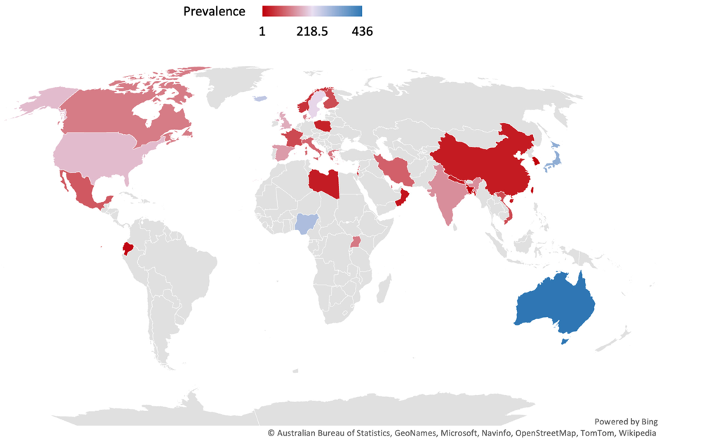 Un mapa ilustra la prevalencia de autismo según distintos estudios realizados desde 2012.