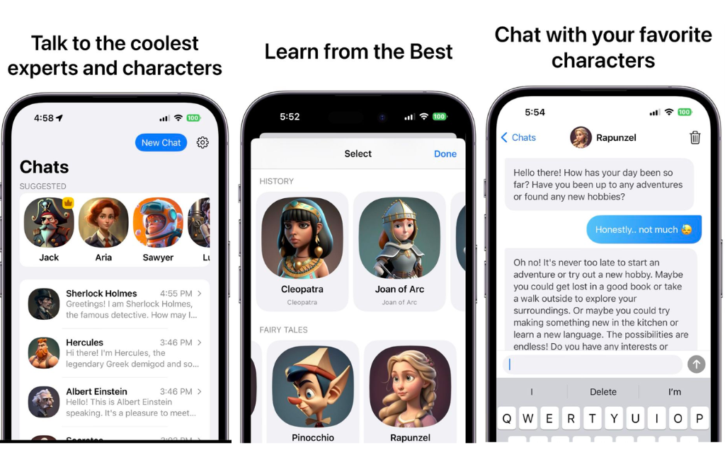 Superchat, una aplicación para chatear con Shakespeare, Einstein, Cleopatra or Neil Armstrong