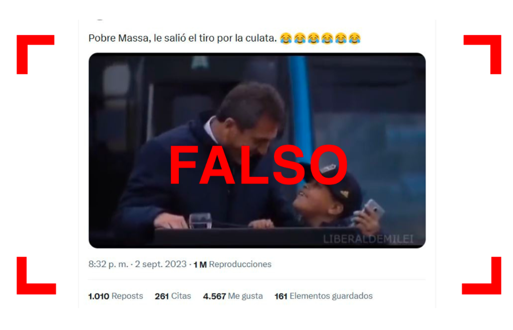 No, un niño no le dijo a Massa que votará por Milei en un acto en Rosario; el audio fue manipulado 
