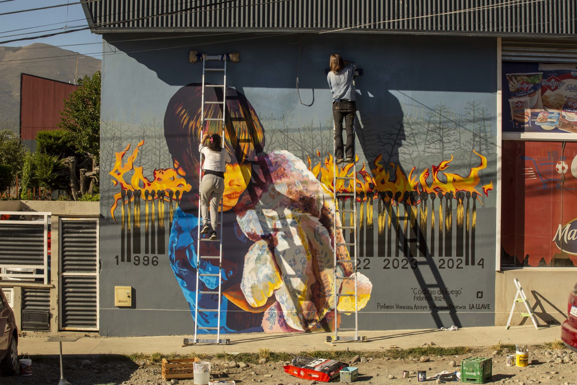"Código de fuego", el mural en Bariloche que llama a la reflexión sobre incendios y capitalismo